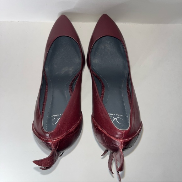 Monika Chiang Burgundy Croc Mohawk Pump Women’s Size 37.5 (US size 7) - Picture 7 of 10